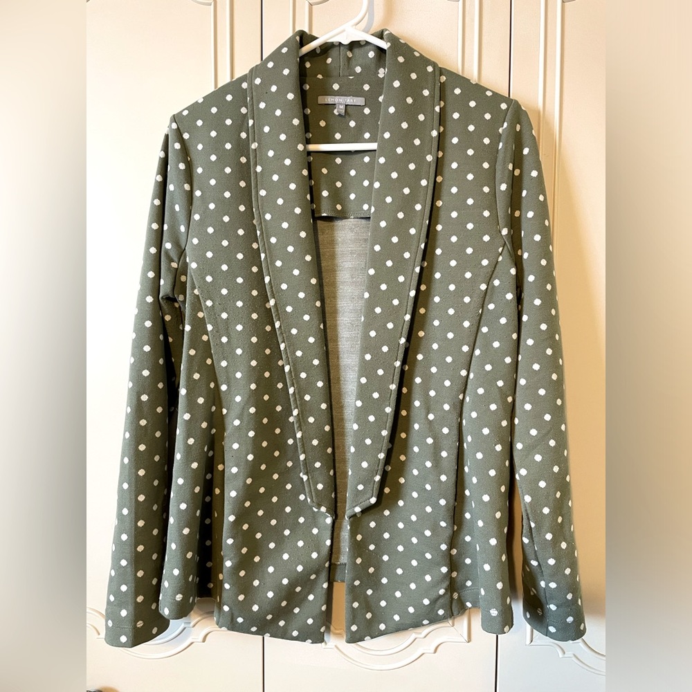Lemon Tart Green Polka Dot Blazer, Size Medium